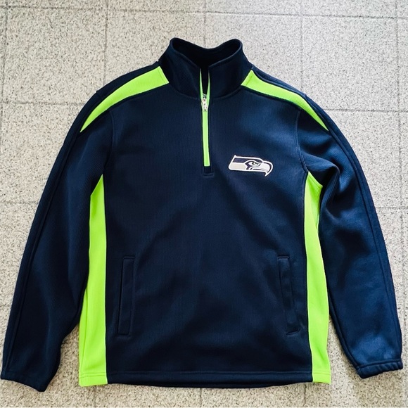 NFL Seattle Seahawks Blue Jersey Mens Size Medium Zip Long Sleeve Blue - Picture 4 of 10